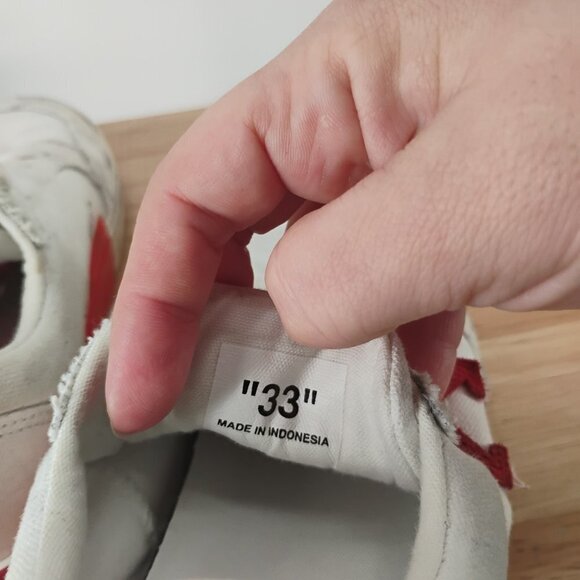 OFF WHITE VULCANIZED CANVAS SNEAKERS LOW WHITE RED KIDS SIZE 1 youth - Picture 5 of 13